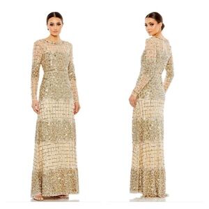 Mac Duggal 10951 Size 12 EMBELLISHED ILLUSION HIGH NECK LONG SLEEVE GOWN